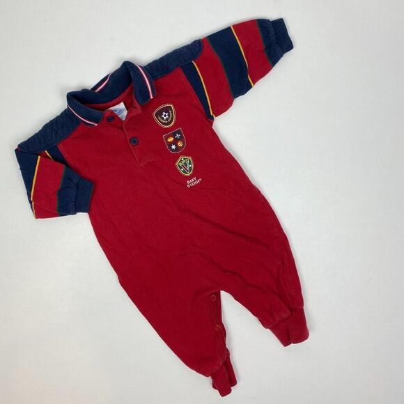 Vintage OshKosh B'gosh Boys Red Coverall 9 Months - Picture 1 of 11